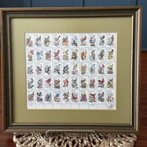 USPS State Birds & Flowers (50) 20 cent stamp sheet 1981-1982 Matted/Framed MNH